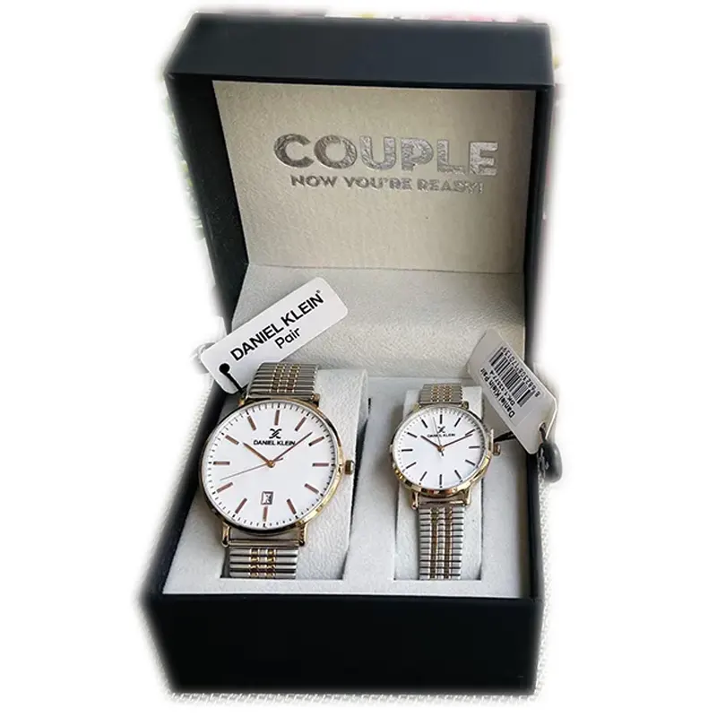 Daniel Klein White Dial Two-tone Couple Set- DK.1.13577-4